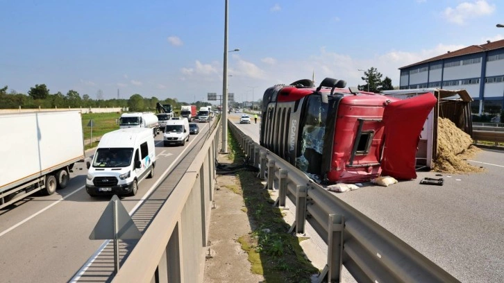 Arı sokması kazaya neden oldu: Tır 50 metre sürüklendi