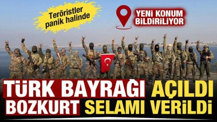 Süleyman Şah Türbesi yakınlarında Türk Bayrağı açılarak bozkurt selamı verildi